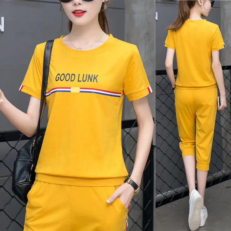 

Summer Wear Casual Sports Clothing WOMEN'S Suit Korean-style Fashion Summer WOMEN'S Dress Fashion Hoodie Two-Piece Set