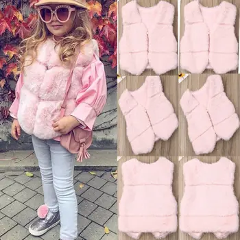 

New Faux Fur Vest Girls Kids Waistcoat Baby Girl Warm Autumn Winter Coat Outwear Jacket 0-3Y