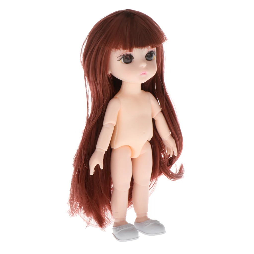 Lovely 13 Moveable Ball Joints 1/12 BJD Mini Girl Doll 3D Eyes DIY Supplies Birthday Gift  Pink Yellow Silver Hair Dolls Toy