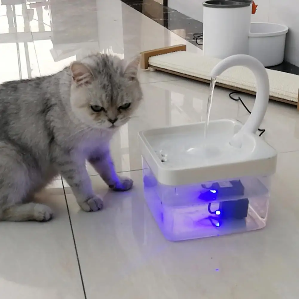 

New Design Pet Fountain 2L LED Blue Light USB Powered Automatic Water Dispenser Feeder Drink Filter For Cats Dogs Pet Supplier
