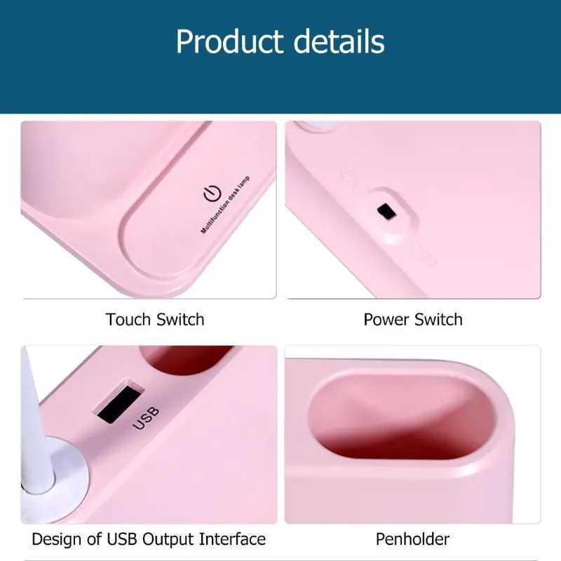 Многофункциональный светодиодный настольная лампа с сенсорным управлением USB Перезаряжаемый Настольный светильник для спальни бесступенчатая поддержка затемнения USB разъем интерфейса маленькие вентиляторы
