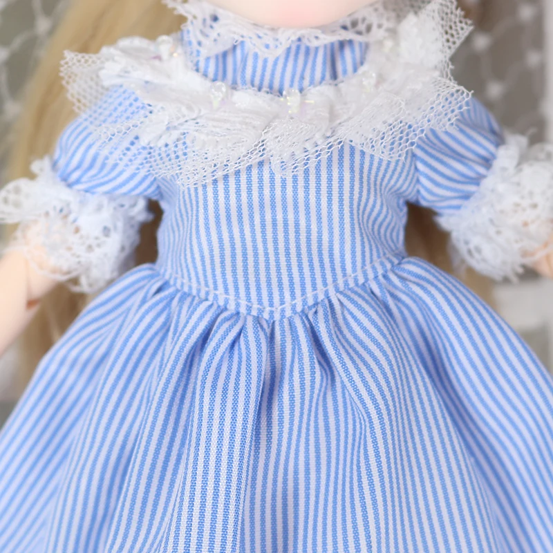 Кукольная одежда для Blyth, милое кружевное платье в полоску, подходит для Blyth, Azone, OB24, ледяной 1:6, куклы, подарок на день рождения для девочек, куклы