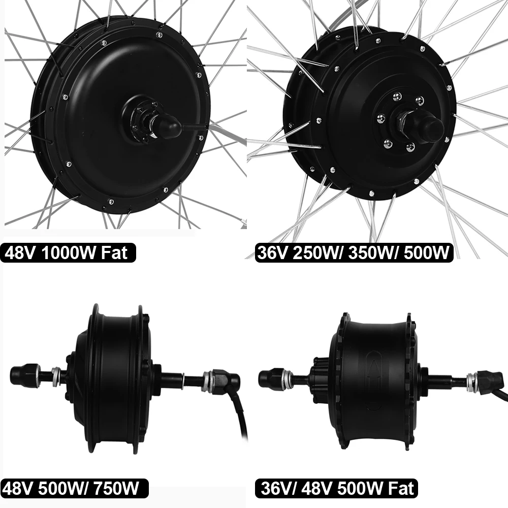 36V 250W/350W/500W 48V 750W/1000W 20 24 26 28 Inch Brushless Gear DC Front and Rear Fat E Bike Electric Bicycle Wheel Hub Motor | Спорт и