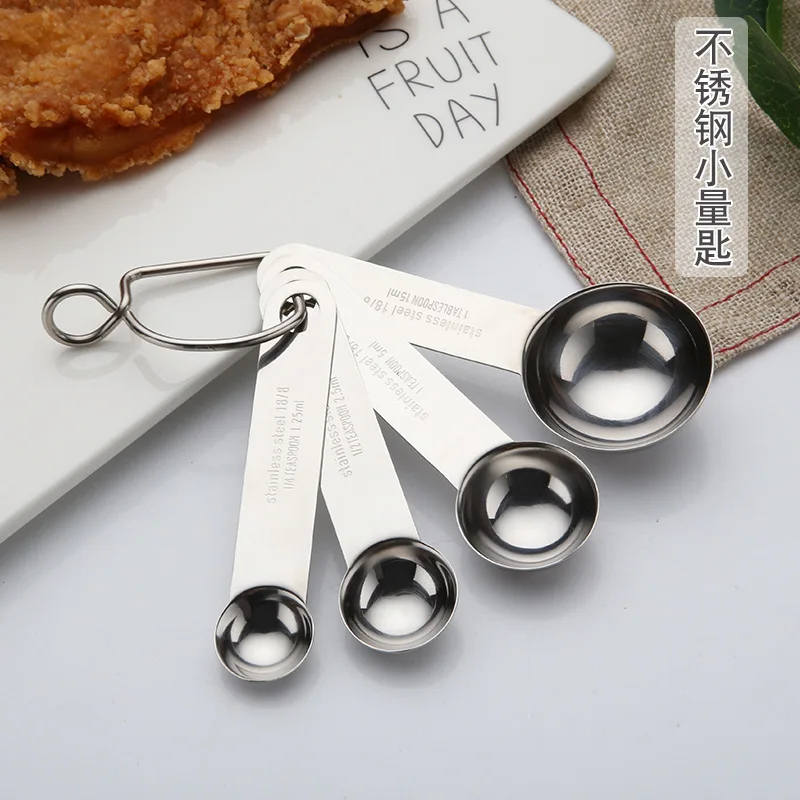 304 Stainless Steel Measuring Spoon Coffee Spoon Milk Powder Spoon Measuring Spoon Seasoning Spoon Four-piece Set Bakery Small T