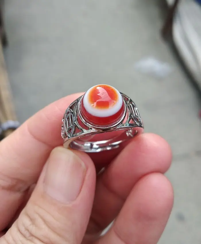 

Редкое кольцо из красного драгоценного камня, тибетские бусины дзи, инкрустация бусинами для глаз, кольцо на палец, регулируемый размер
