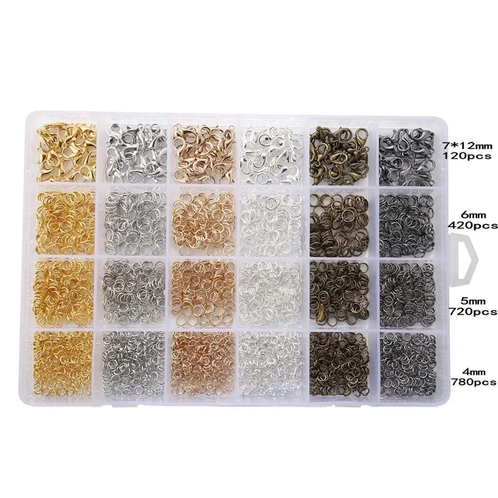 

2040pcs/set 4/5/6MM Jump Rings&Split Rings Lobster Clasp Open Rings DIY Jewelry Making Jewelry Findings&Components