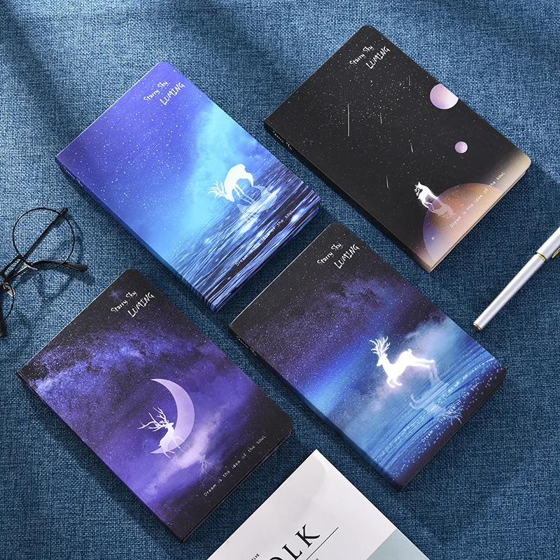 Creative Notebook Colorpage Starry Sky Illustration Cute Diary 228 Page Student Notepad Book notebook diary journal notebook diary