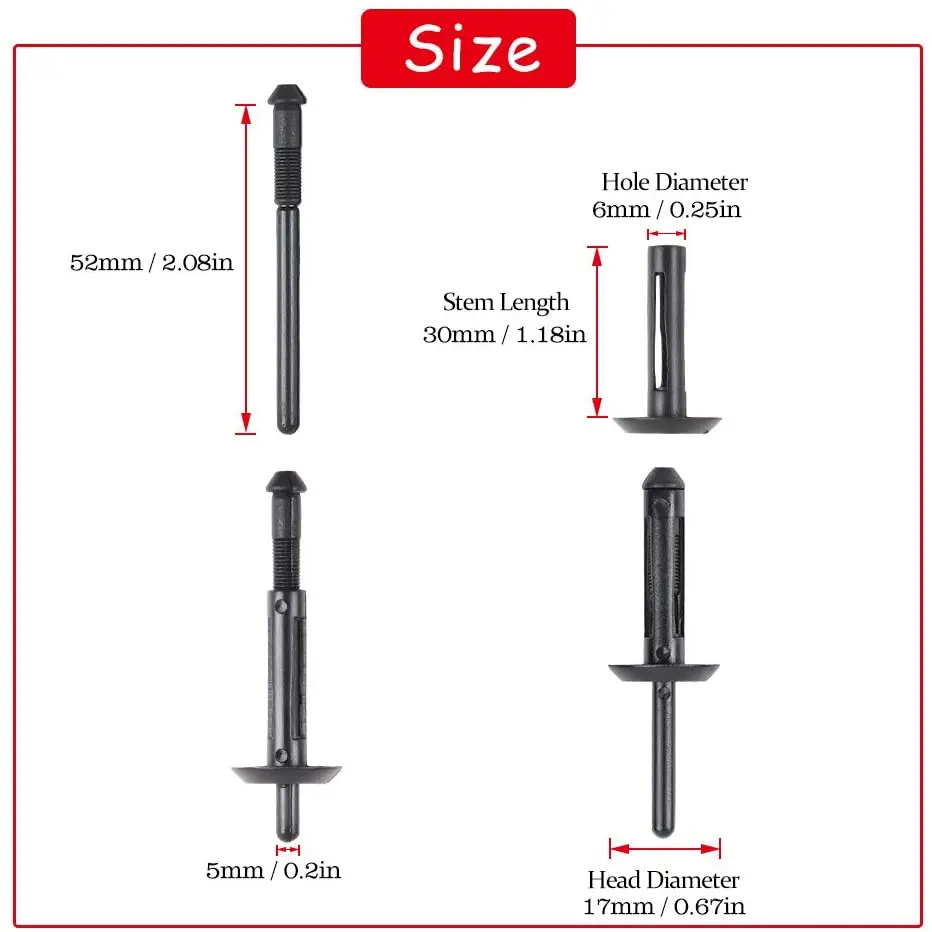 MIKKUPPA 100 шт. пластиковый зажим с заклепками для Jeep Wrangler 07 15 Chrysler 300 99 10 Dodge Avenger 08 14