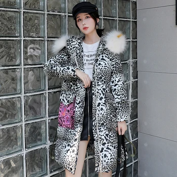

2019 Winter Jacket Women Hooded With Fur Collar Female Coat Cotton Padded Warm Long Parka