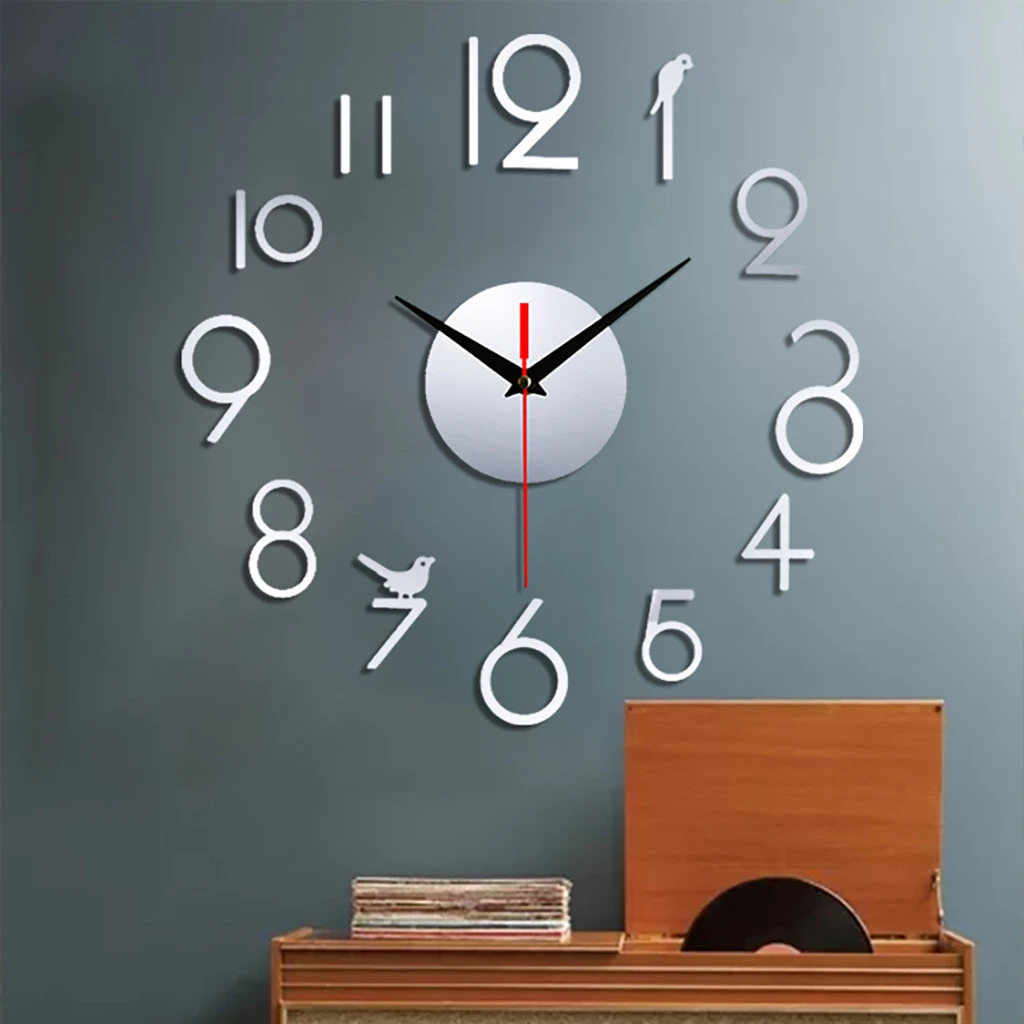Large Wall Clock Quartz 3d Diy Big Decorative Kitchen Clocks Acrylic Mirror Stickers Oversize Wall Clock Home Office Decor Wall Clocks Aliexpress