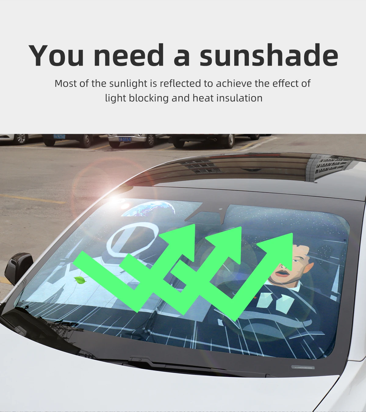 Printed Sunshade fits Front Windshield Sunshade for Tesla Model 3