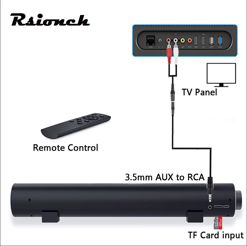 

Rsionch X6 Metal Soundbar Wired and Wireless Bluetooth Speaker for TV Soundbar10W Wireless Bluetooth Sound Bar for TV Laptop PC
