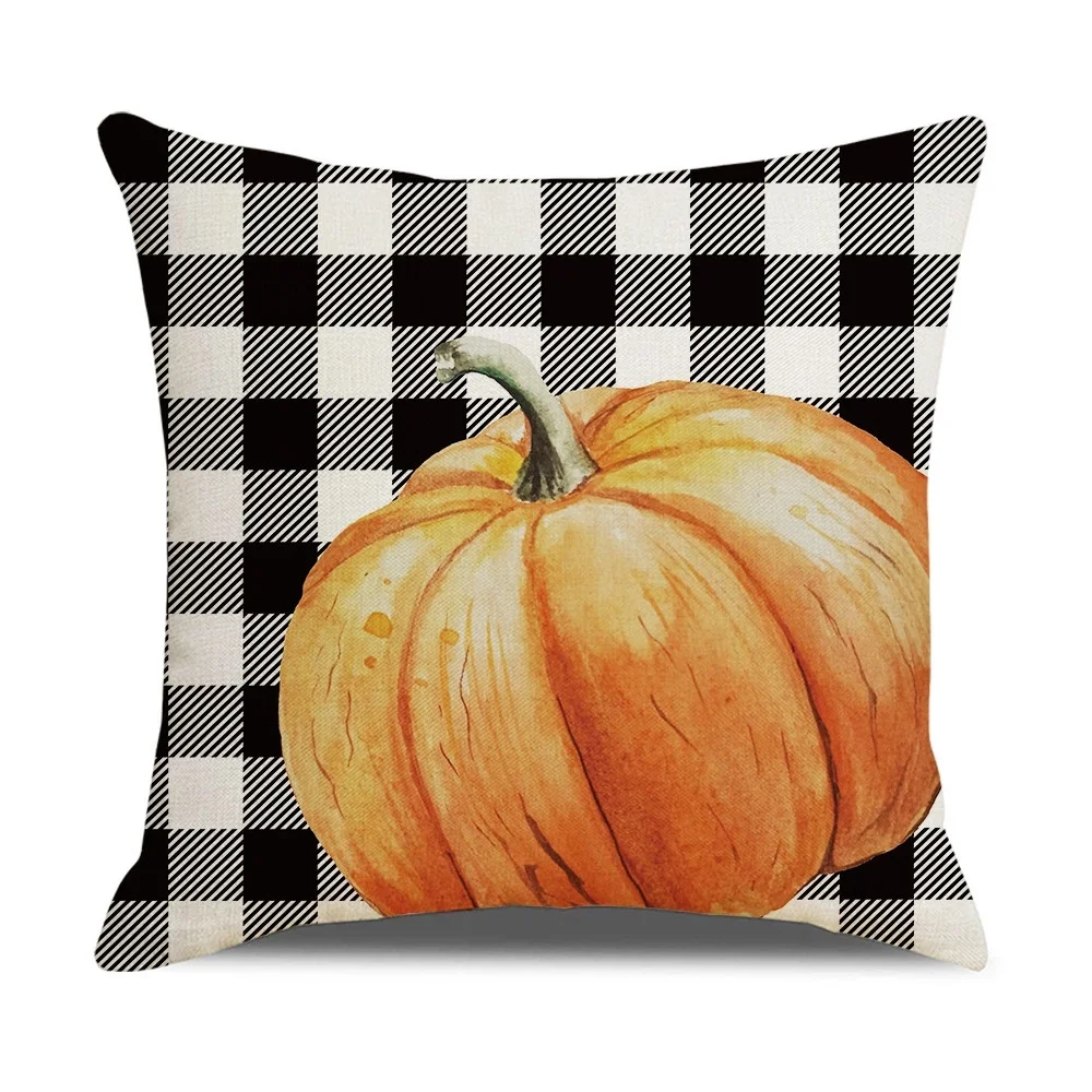 Fall Pumpkin Cushion Covers 18x18 Inch Farmhouse Decor Thanksgiving Buffalo Check Linen Throw Pillow Covers Happy Thanksgiving Fall Pumpkin Cushion Covers 18x18 Inch Farmhouse Decor Thanksgiving Buffalo Check Linen Throw Pillow Covers Happy Thanksgiving