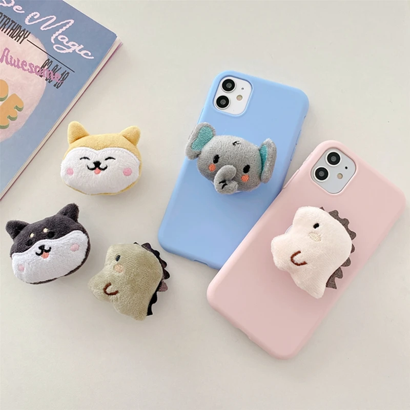 phone stand holder Plush Cartoon Space astronaut Round Universal Mobile Phone Ring Holder fold Stand Bracket Mount For iPhone Samsung Huawei Xiaomi car mobile holder