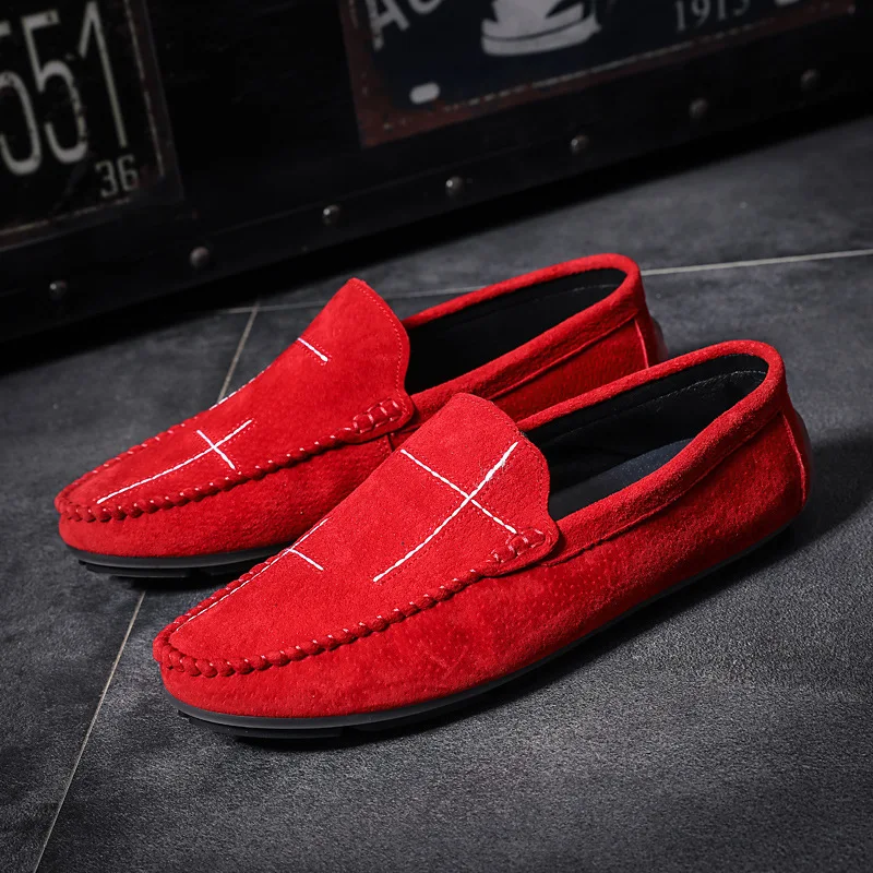 Plus Size 38-47 Leather Men's Shoes Casual Lazy Sli on Shoes for Men Soft Sole Mens Moccasins Casual Shoes ET870 (49)