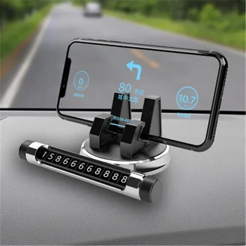 

Luminous Car Temporary Parking Card Holder Phone Number Card Plate GPS Holder Stand Auto Park Stop Sign 360 Degree Rotation