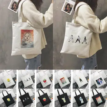 

Women Cartoon Printing Zipper Canvas Shoulder Bag Female Casual Simple Students School Bags Handbags Messenger Bags Handle Bag#D