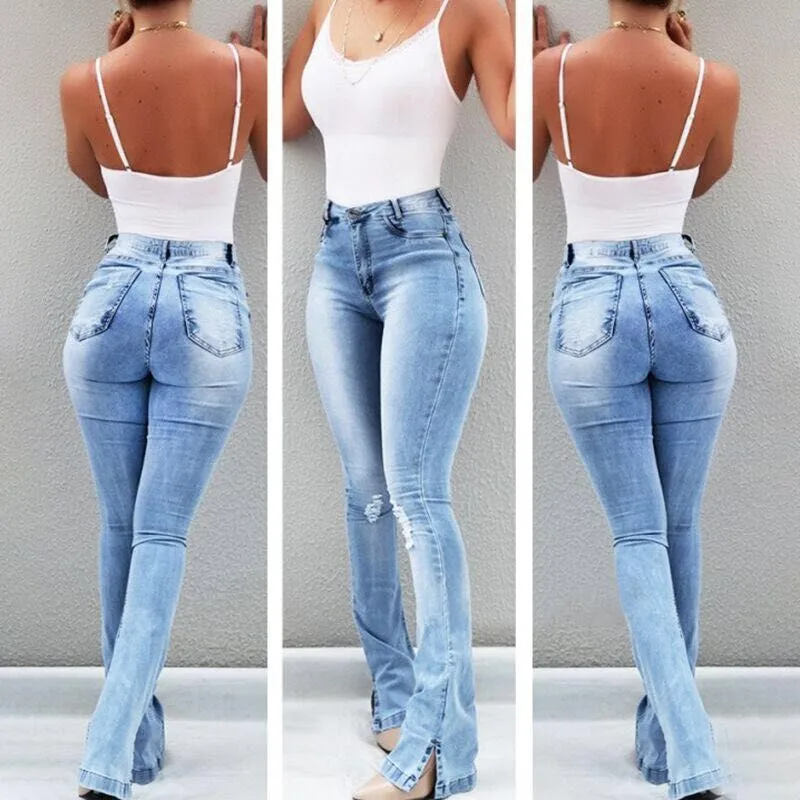 SZMALL/модные женские джинсы в европейском стиле; осенний светильник; синие джинсы с высокой талией и дырками; женские узкие длинные брюки на молнии