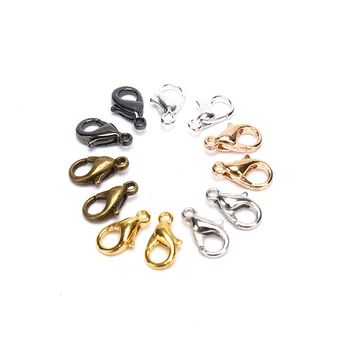 

100Pcs/Set Lobster Clasp for Bracelets Necklaces 10 14mm Alloy Hooks Chain Closure Finding Accessories for Jewelry Bracelet