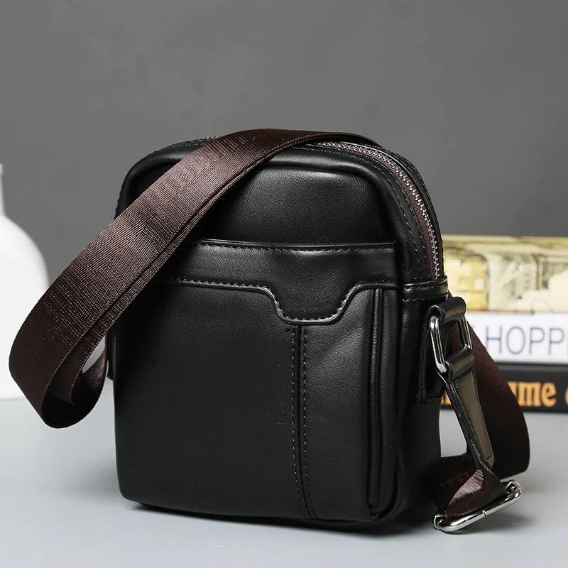 

New Business Men's oblique satchel Men's Fashion Leisure PU skin fans you one shoulder Men's bag