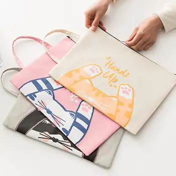 

Portable Cartoom Oxford Cloth Zipper Stationery Storage Bag folder Cosmetics Pouch School Office Document Supplies