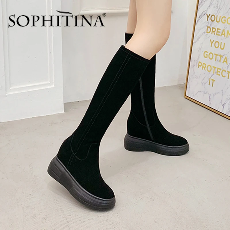 SOPHITINA/женские ботинки ручной работы из натуральной коровьей замши Удобная