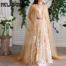 Вечерние платья цвета шампань с бусинами на заказ, платья для выпускного вечера, марокканские кафтаны, торжественное платье