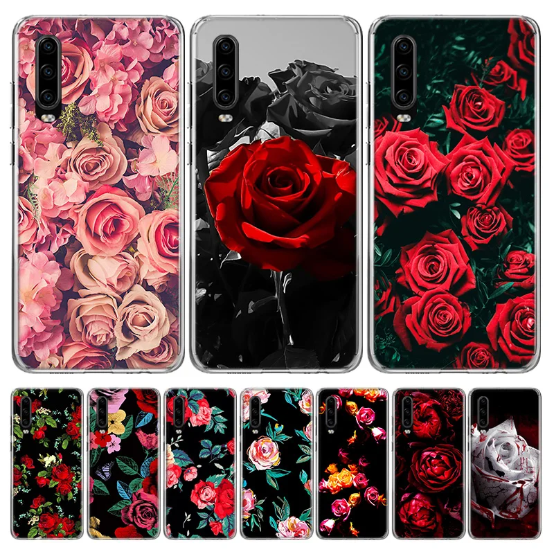 Чехол для телефона с темными розами Huawei P40 P30 P20 Mate 30 20 10 Pro P10 Lite P Smart Z + 2019 Подарочный