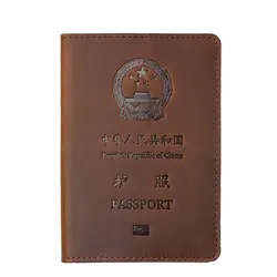 Горячее предложение Китай Crazy Horse Натуральная кожа паспорт обложка для паспорта бизнес унисекс дорожные документы кошелек чехол для Китая