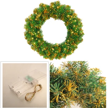 

Artificial Round Wreath Decorative Big Garlands With LED Light Door Hanging Decor For Home Christmas Door DIY 30cm