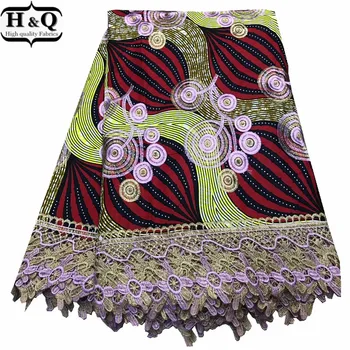 

Latest Design Ankara African Print Batik Lace Fabric Batik With Lace Nigerian Guipure Lace 6 Yards/Pcs Embroidered Lace 2020