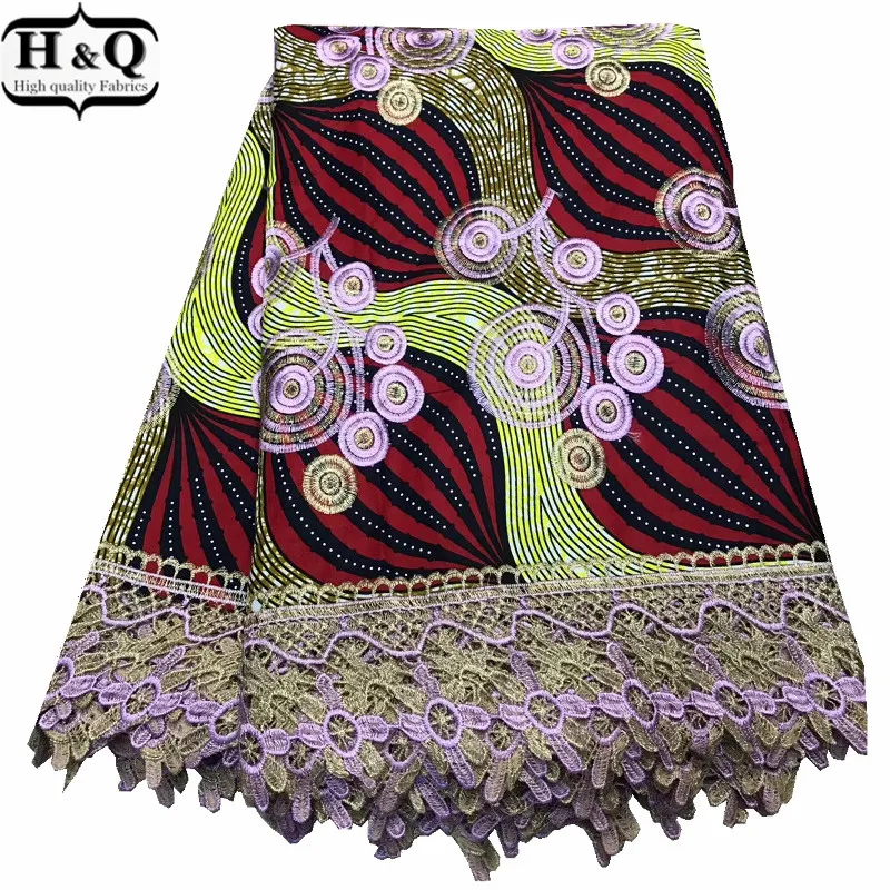 

Latest Design Ankara African Print Wax Lace Fabric Batik With Lace Nigerian Guipure Lace 6 Yards/Pieces Embroidered Lace 2020