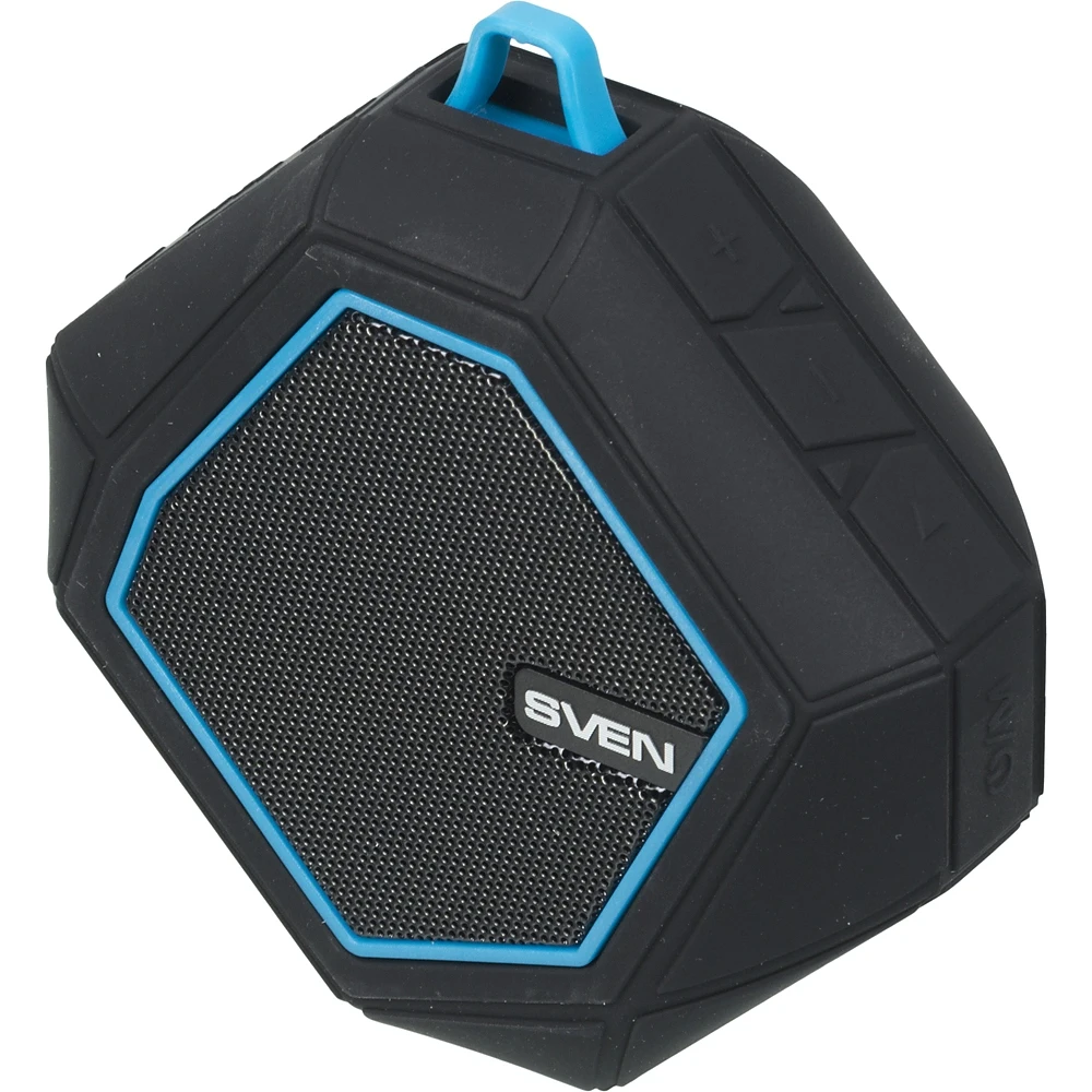 Колонка порт. Sven PS-77 черный/голубой 5W 1.0 BT/3.5Jack 10м 600mAh