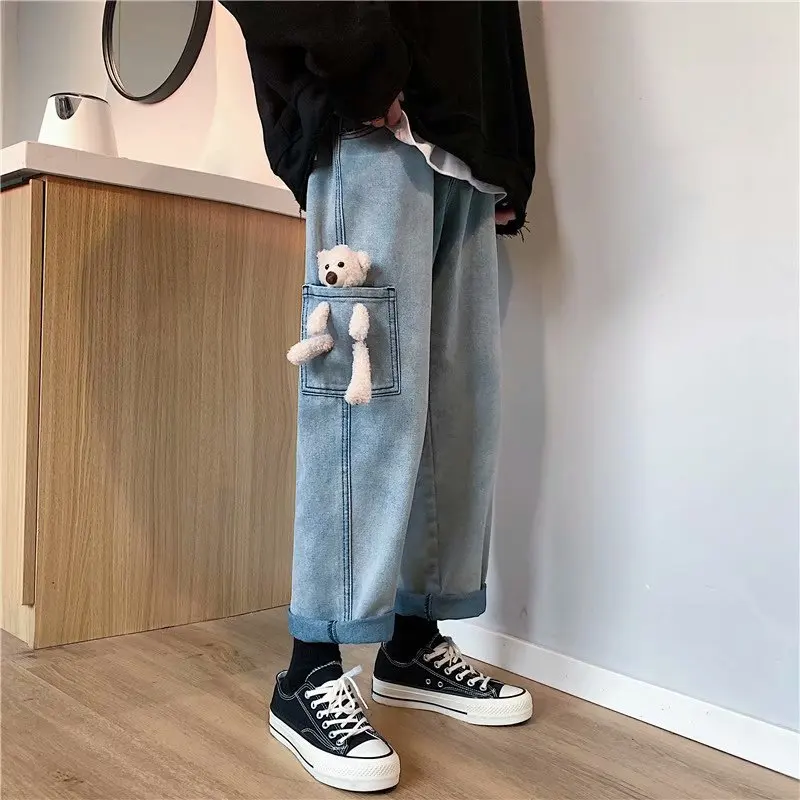 ICCLEK 2021 New Bear Jeans Men's Jeans Fashion Jeans Autumn and Winter Casual Pants High Street Hip-hop Jeans Skinny Jeans Men