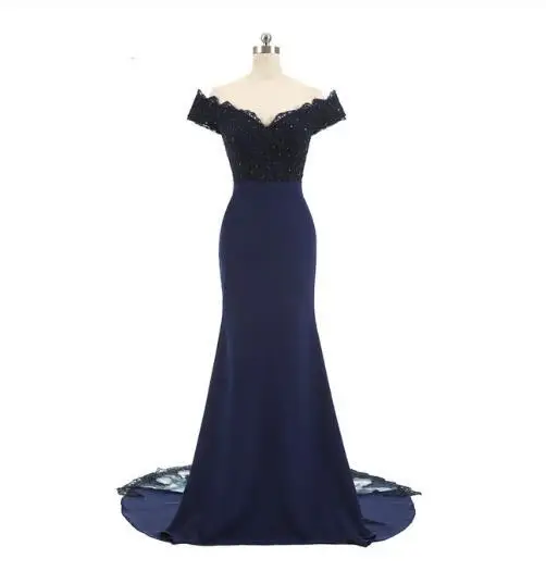 Длинные Макси платья Robe De Soiree бордовые вечерние платья для выпускного вечера настоящая Русалка Вечерние платья Длинные vestido de festa - Цвет: Тёмно-синий