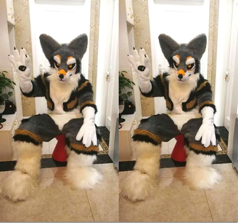 

Cool Halloween Party Fursuit Unisex Adult Kid Grey Husky Wolf Dog Fox Fursuit Furry Mascot Costume Animal Cosplay Fancy Dress