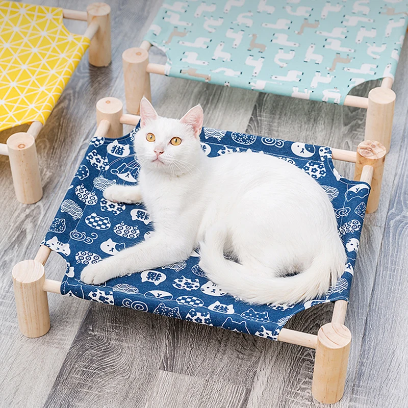 Cat and Dog Bed Moisture-proof in all Seasons Nest Portable Solid Wood Rabbit Small Kennel Washable Canvas Pet | Дом и сад