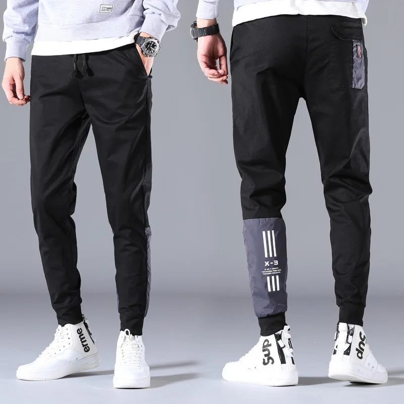 Новинка, брендовые зимние мужские повседневные штаны, Молодежные мужские модные свободные обтягивающие штаны-шаровары длиной до лодыжки, мягкие мужские брюки-карго