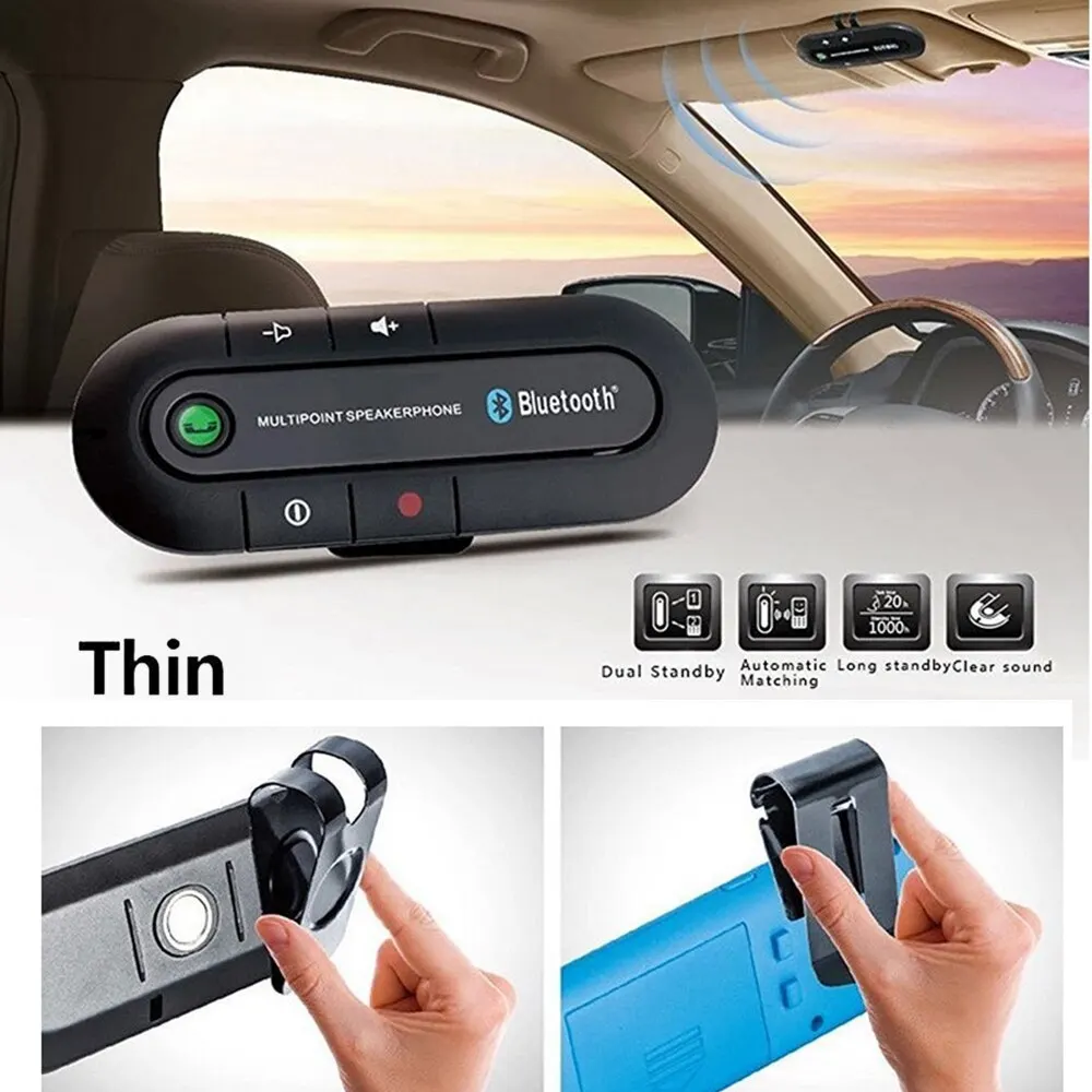 Bluetooth 4,0 Автомобильный комплект приемник громкой связи солнцезащитный козырек клип аудио адаптер беспроводной многоточечный Громкая связь авто стерео Mp3 плеер