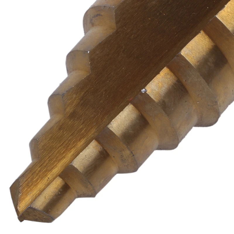10-45MM 8 Step Titanium Coated HSS Straight flute Step Cone Drill Hole Cutter Bit Gold