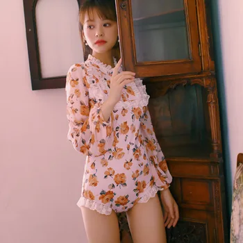 

Swimsuit 1 Piece Woman Rashguard Female Swimwear Women One May Beach Swimsuits Onepiece For Slim Korean Ins Sexy Floral With