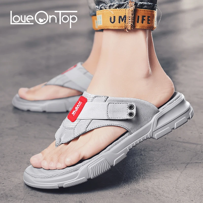 Loveontop/Новинка 2019 года летние мужские тапочки повседневные шлепанцы из дышащей