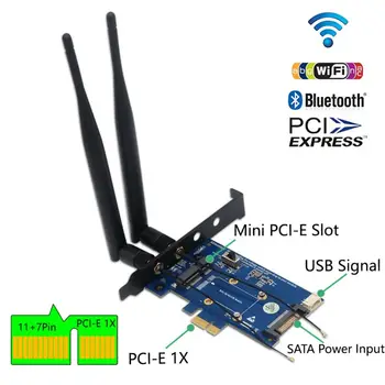 

Mini PCI-E PCI Express to PCI-E 1x Adapter With SIM card Slot for WiFi and 3G/4G/LTE card For PC