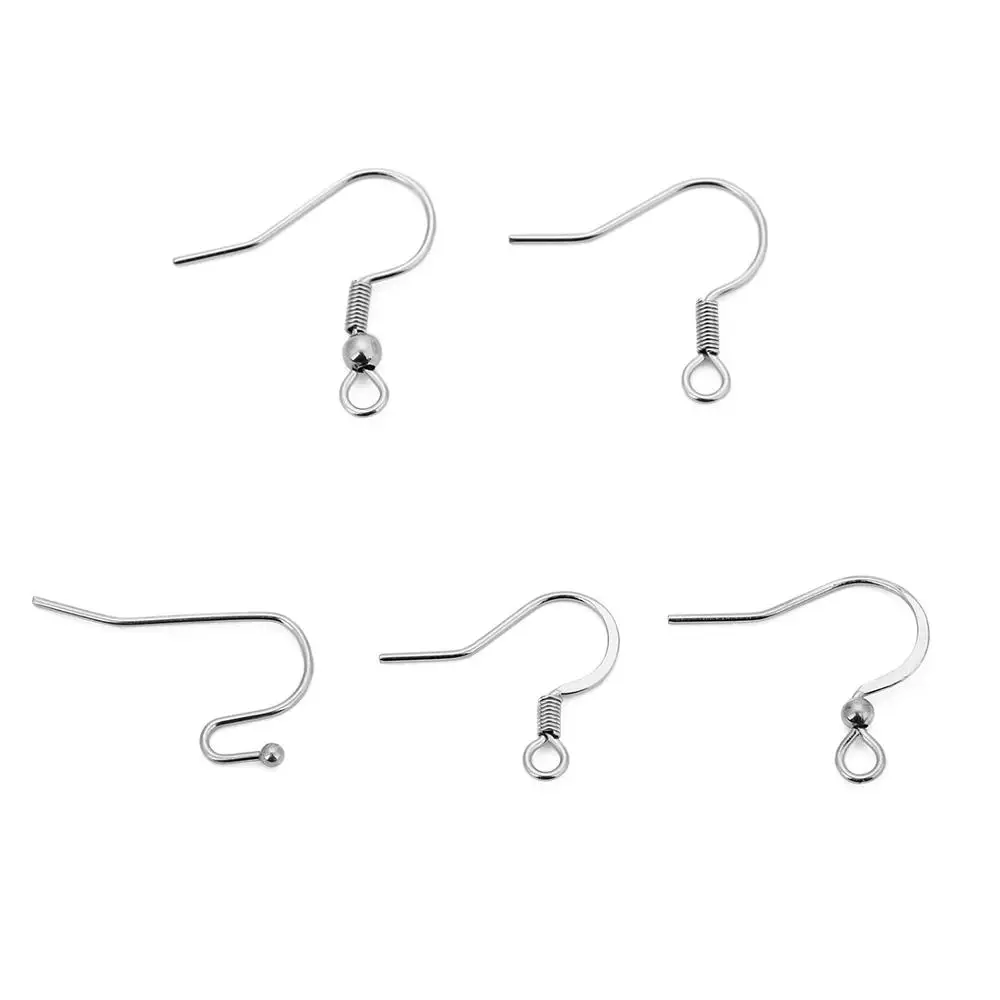 100Pcs/lot Stainless Surgical Steel Earring Wire Hooks 7 Style Steel Tone Fishhooks Findings for