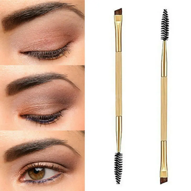 

2 In 1 Eyebrow Brush+Eyebrow Comb Double Ended Beauty Makeup Brushes Professional Wood Handle Make Up Tools for Eye Brow