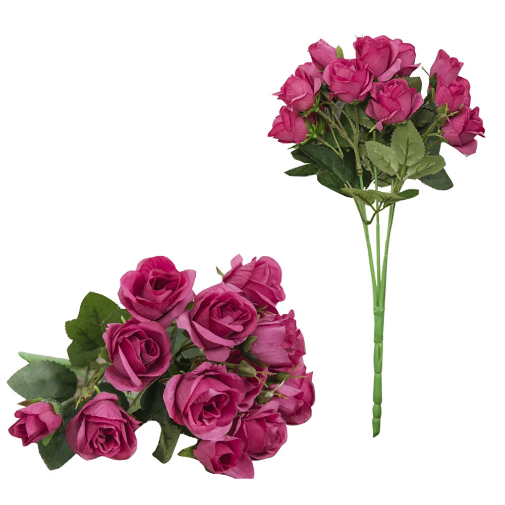 1 шт. 15 голова искусственные розы цветы DIY поддельные Свадебные цветы фестиваль поставки украшения для дома и офиса без вазы Горячая
