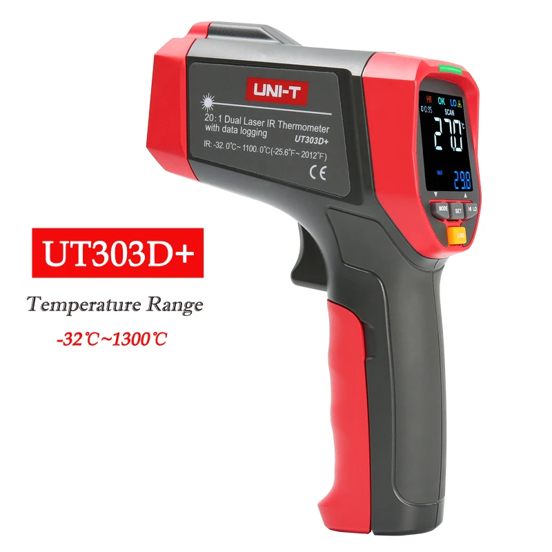 UNI-T UT302A+/302C+/302D+/303A+/303C+/303D+ Инфракрасные термометры; промышленный цветной экран электронный термометр - Цвет: UT303D(PLUS)