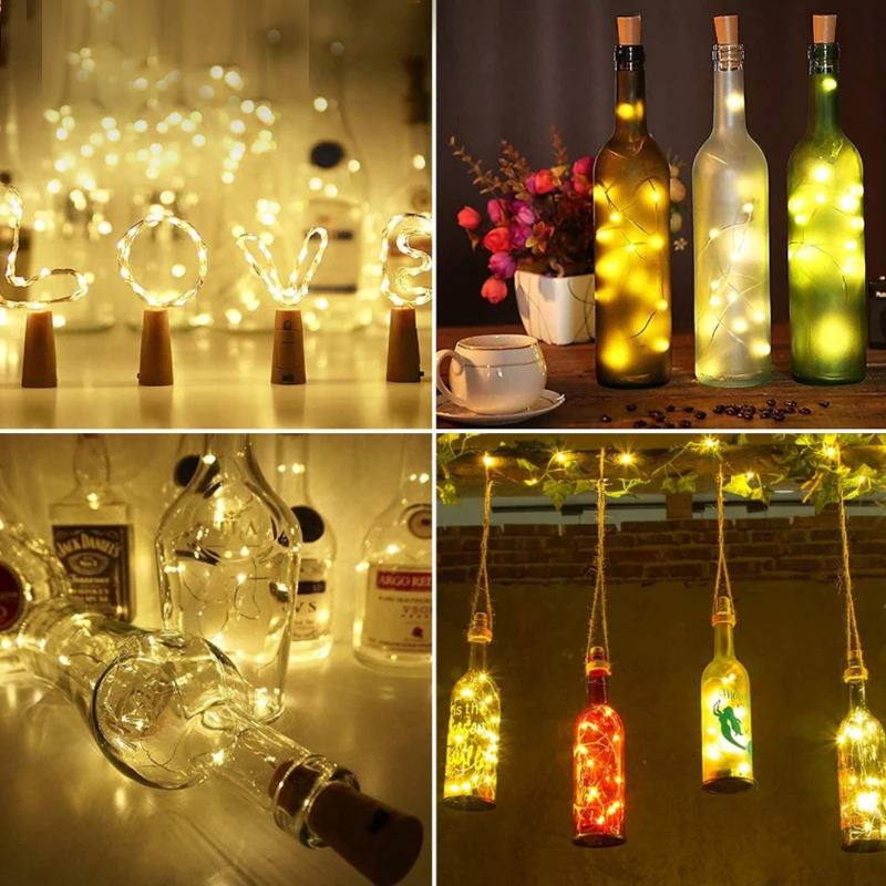 1M 2M Wine Bottle Lights with Cork LED Light String Garland on Batteries Decorative Lamp Copper Wire Fairy for Holiday | Освещение