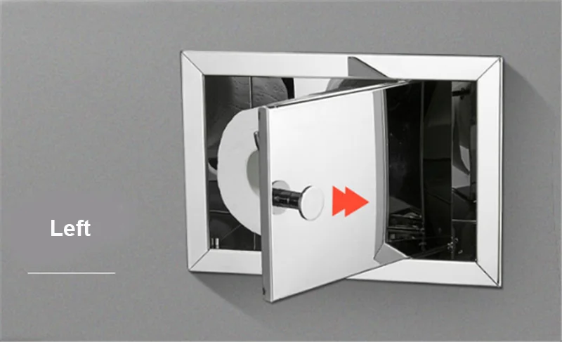 Stainless Steel Chrome Polish Brushed Nickel Concealed Bathroom Toilet Roll Paper Holder Creative Tissue Box In Wall