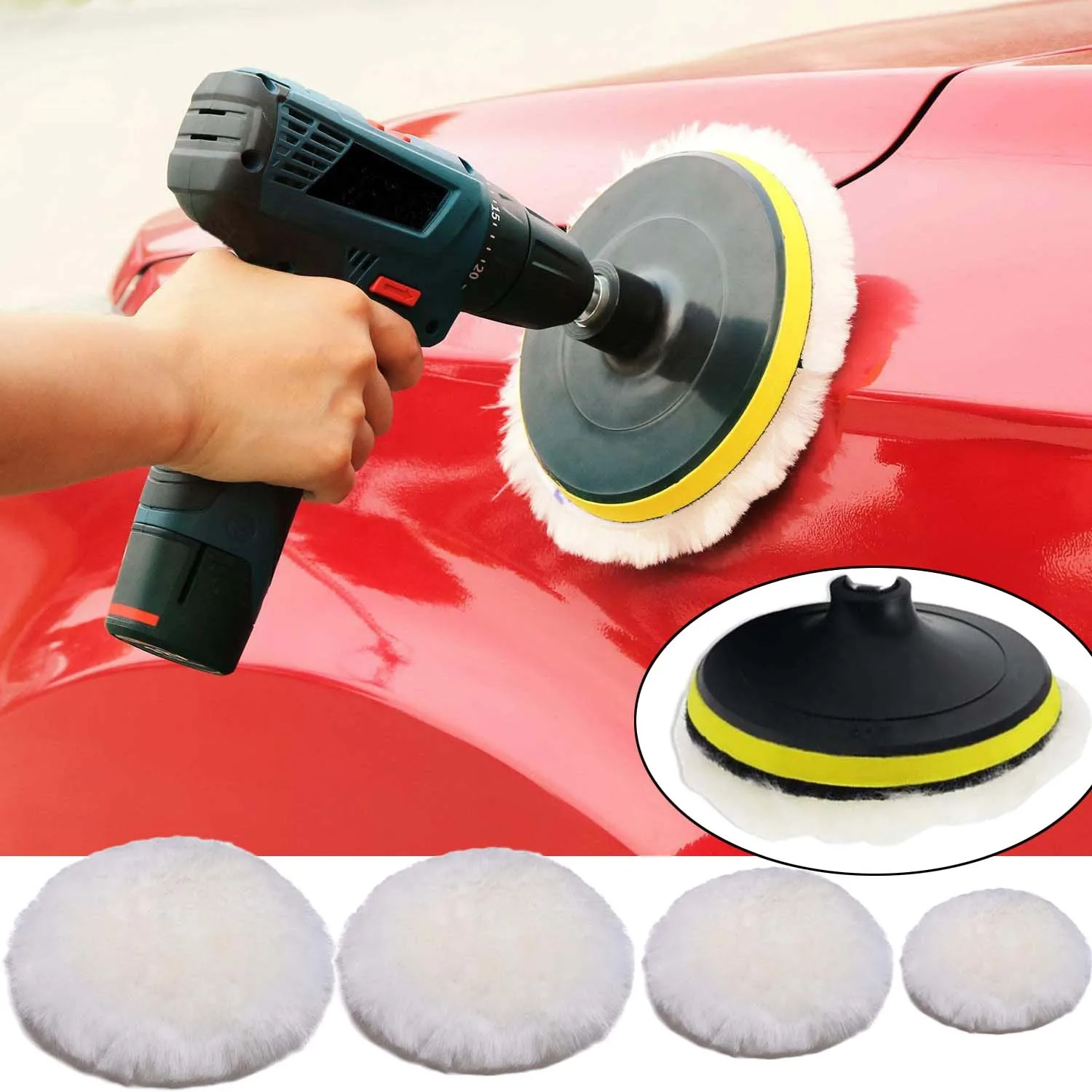 3/4/5/6/7 Inches Wool Polishing Disc Car Beauty Waxing Self-Adhesive Disc Imitated Wool Sponge Pad Auto Polisher Sponges Discs 2